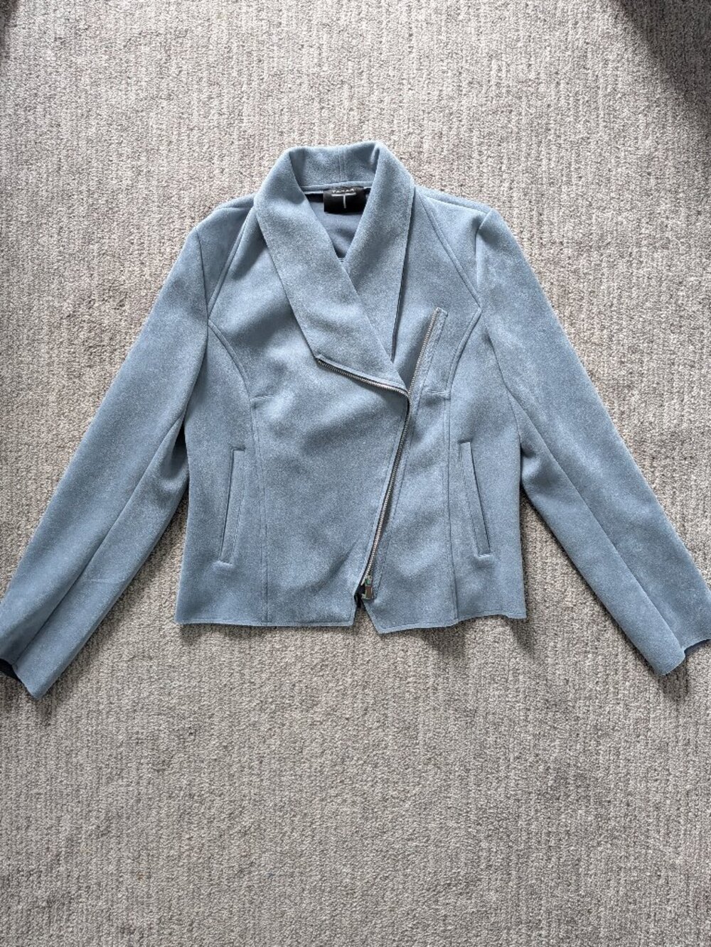 Tahari Faux Suede Moto Jacket Sweater